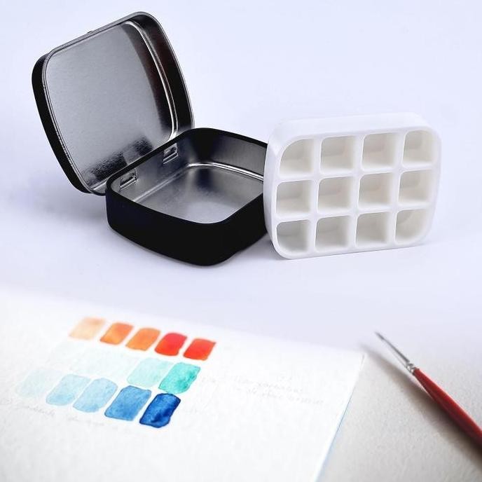 

ready Travel Watercolor Palette Mini Metal Palette Painting Palet Lukis
