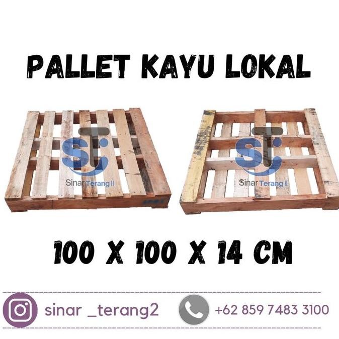 

ready Palet Kayu Lokal 100x100x14cm Palet Gudang Tatakan Barang Anti Rayap