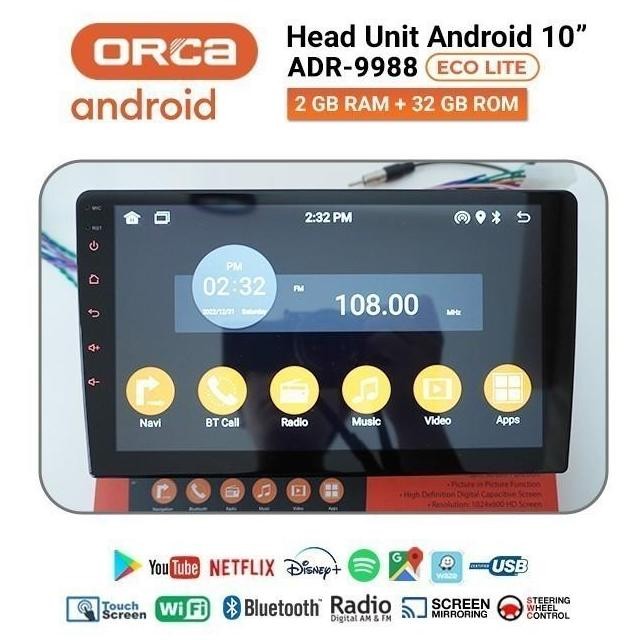 new  Head Unit TV Android 10 inch ORCA ADR-9988 HARGA EKONOMIS - Orca