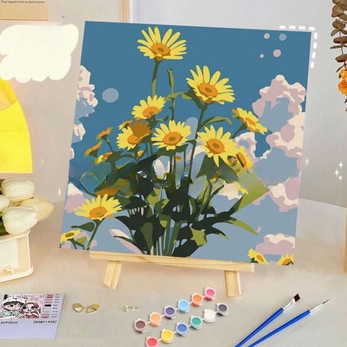 

ready UQ Paket Melukis Paint By Numbers Kit Anak Kanvas Gambar Colouring Belajar Mewarnai STY7054