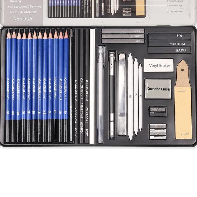 

ready Drawing Pencil Gambar Set 36 PCS Drawing Sketch Pencil Set Tin Box Pensil Gambar