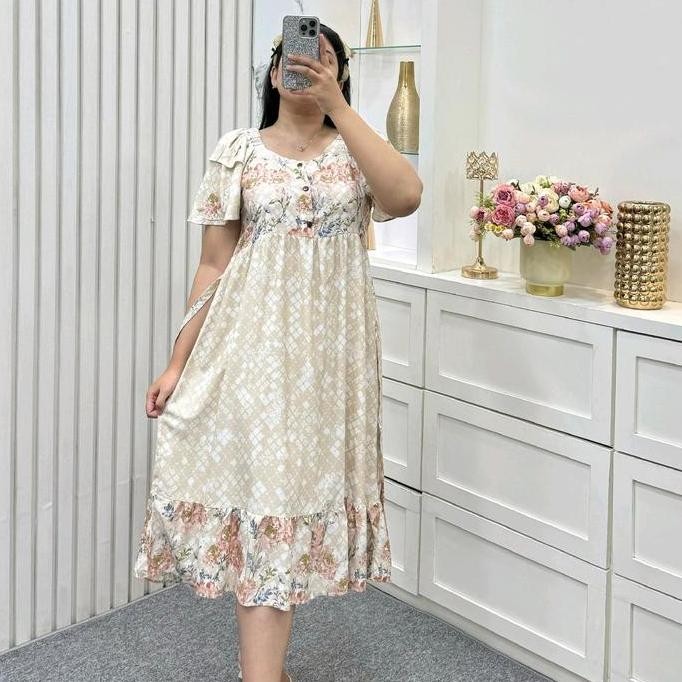 ready stock Annisa Fashion Daster Rayon  Bunga Lengan Pendek Adem Santai murah
