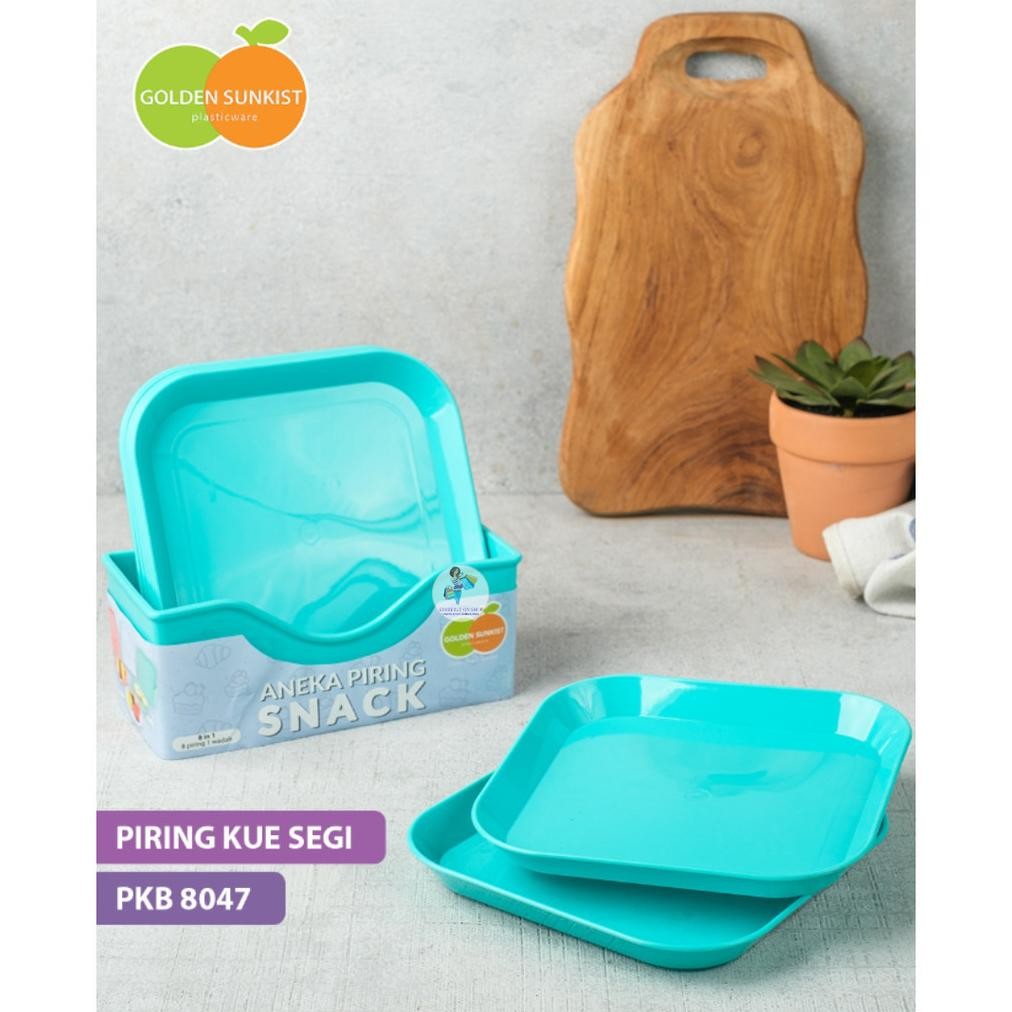 Piring Kue Set Wadah 1 Set Isi 8 Pcs Piring Saji Plastik Pk 804 Golden Sunkist Ready Stok