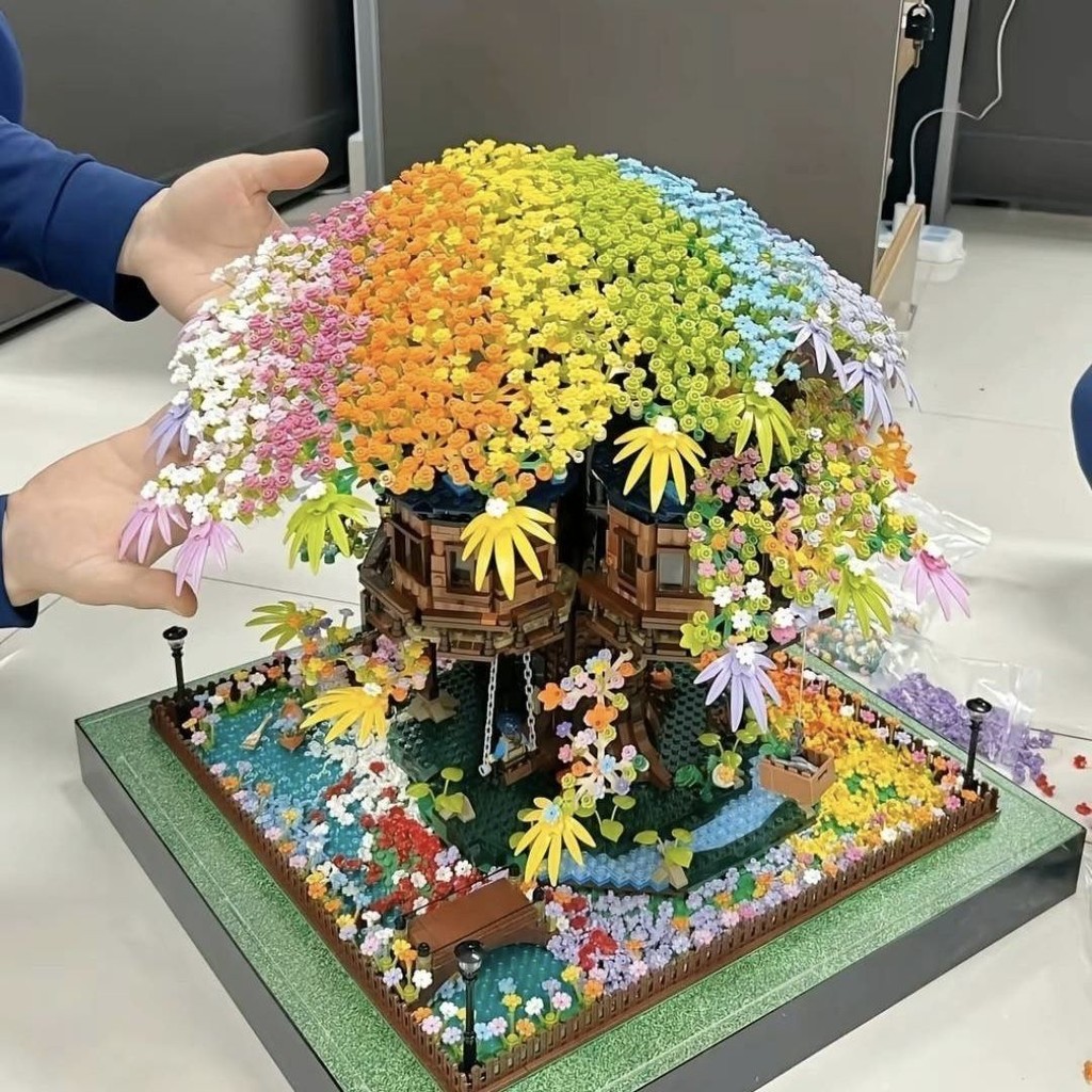 Kompatibel dengan Blok Bangunan Rumah Pohon Pelangi LEGO/Mainan Model