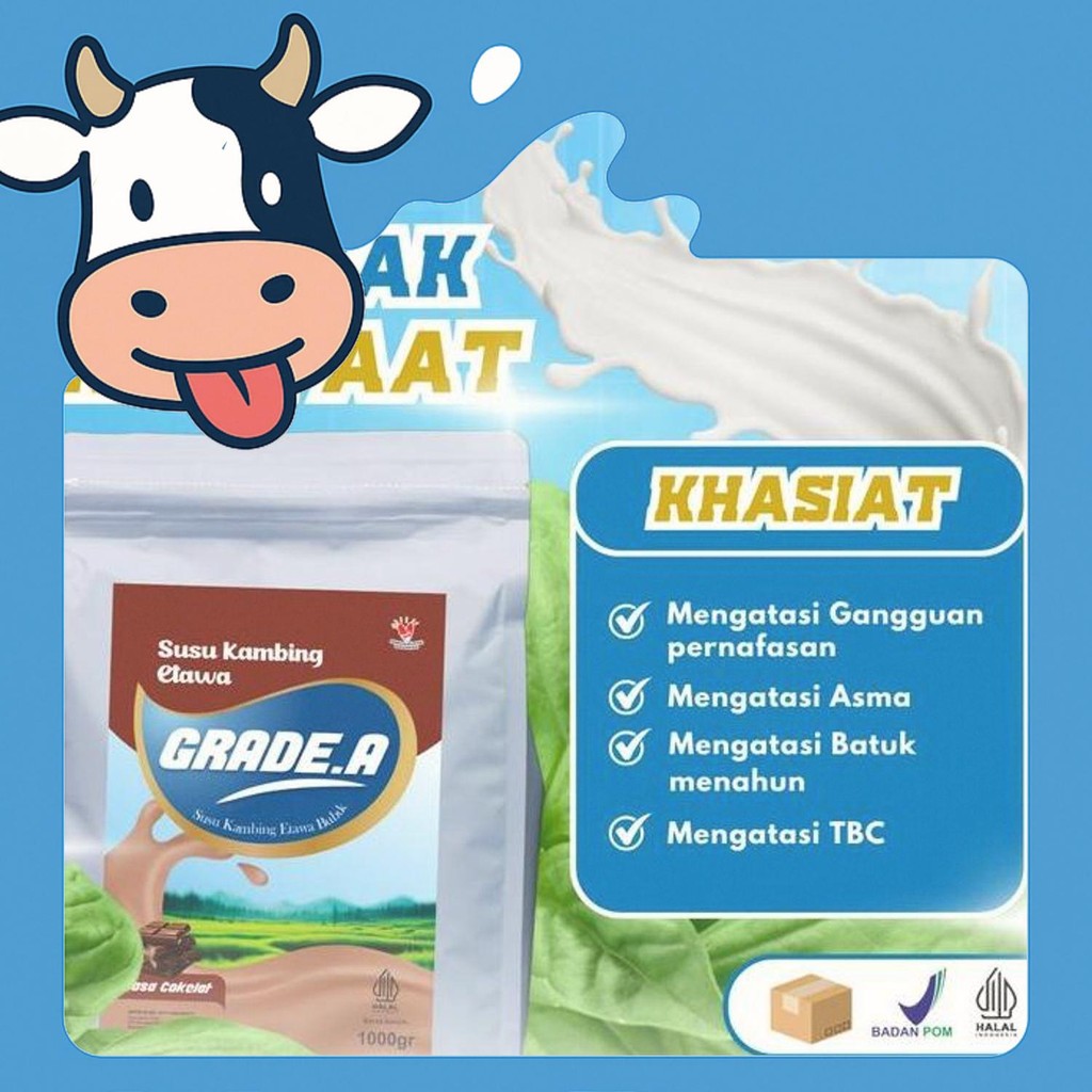 

Terbaru Susu Kambing Etawa Grade A 1Kg Banyak Varian Rasa / Ori Vanila Low Sugar Coklat Stroberi Madu Jahe