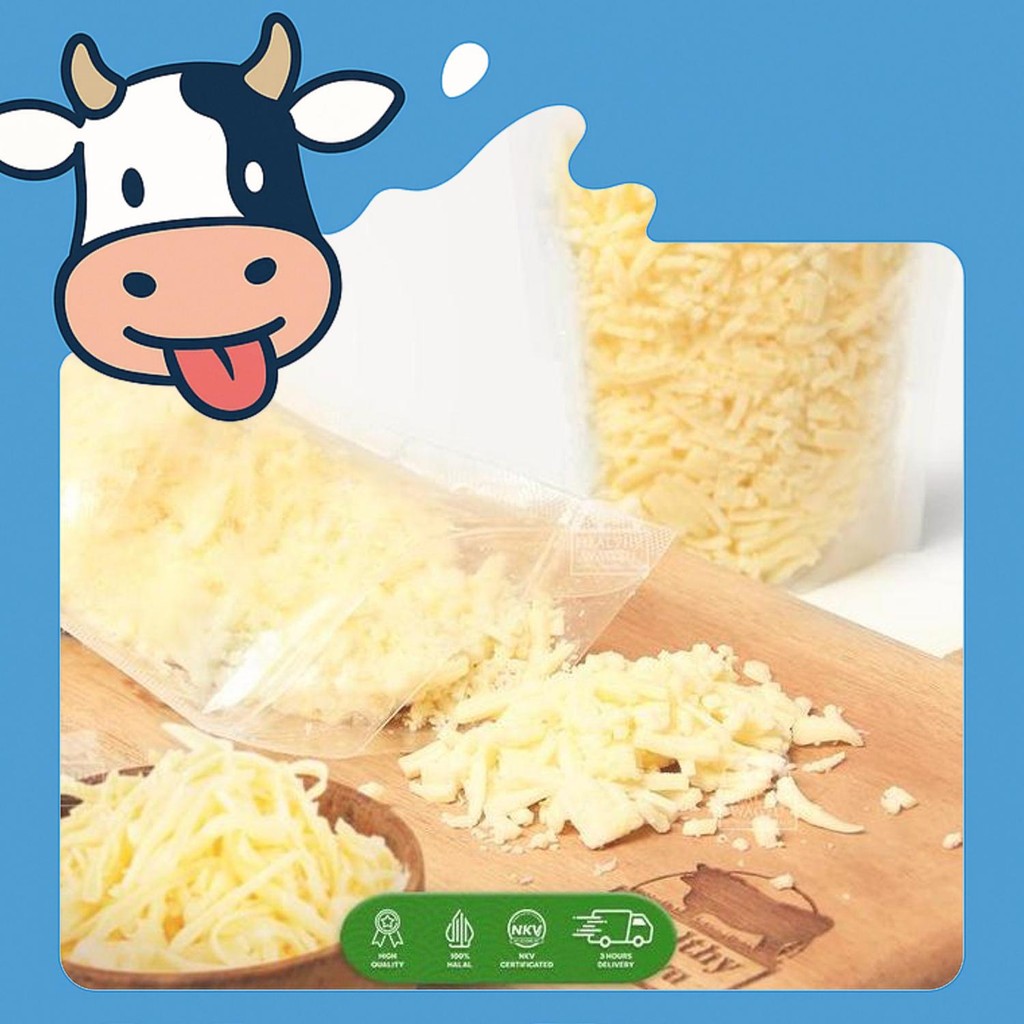 

Free Ongkir Keju Mozarella Parut Shredded Cheese 250Gr Healthy Wagyu