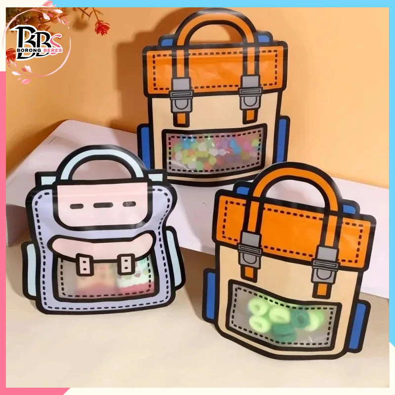 

BORES Goodie Bag Plastik Standing Pouch 2D Ulang Tahun Anak Motif Tas Ransel Plastik Bingkisan Makanan Tas Hampers Snack Ulang Tahun Anak Bungkusan Plastik Cookies Lucu Pesta Perayaan