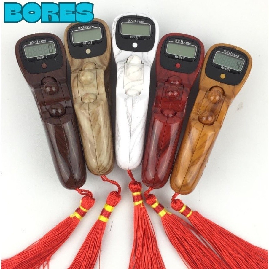 BORES Tasbih Digital LED Roling Alarm Bunyi Beep 100 Motif Marmer dan Kayu Tasbih Digital LED Jari B