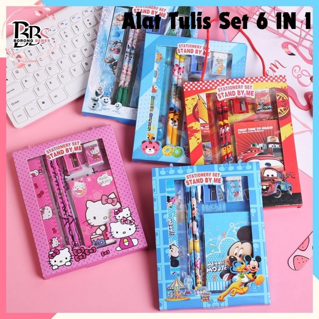 

BORES Alat Tulis Set 6IN1 Stationery Set Lucu Karakter Set Perlengkapan Alat Tulis Sekolah Anak-Anak TK Murah