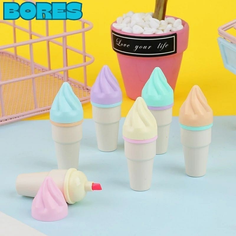 

BORES HighLighter Es Krim Cone 1 Set 6 Pcs Free Pouch Highliter Es Krim Cone Stationery Lucu Unik Penanda Buku Warna Warni Kado Viral Termurah
