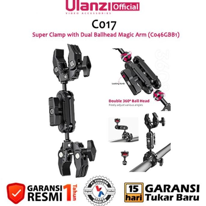 Berkualitas Ulanzi C017 Super Clamp with Dual Ballhead Magic Arm MURAH
