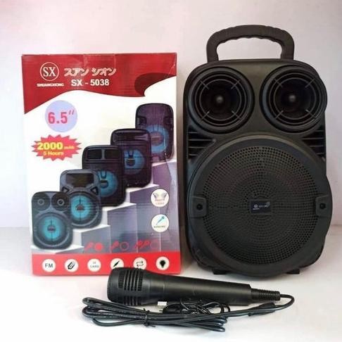 Promo Speaker Bluetooth Karaoke Portable Sx 5035 + Free Mic Ukuran 6,5" Inch
