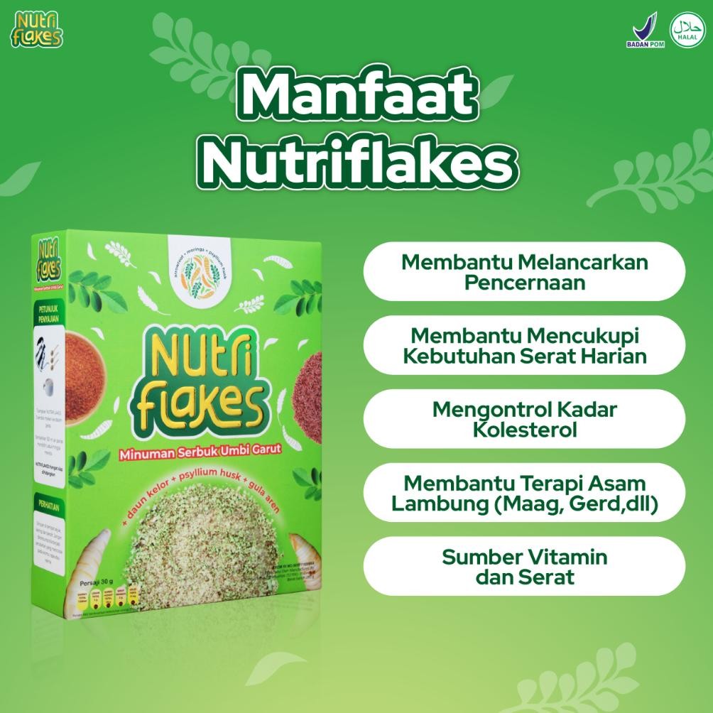 

Nutriflakes Sereal Umbi Garut Asam Lambung - Ampuh Mengatasi Asam Lambung Gerd, Maag 1 Box