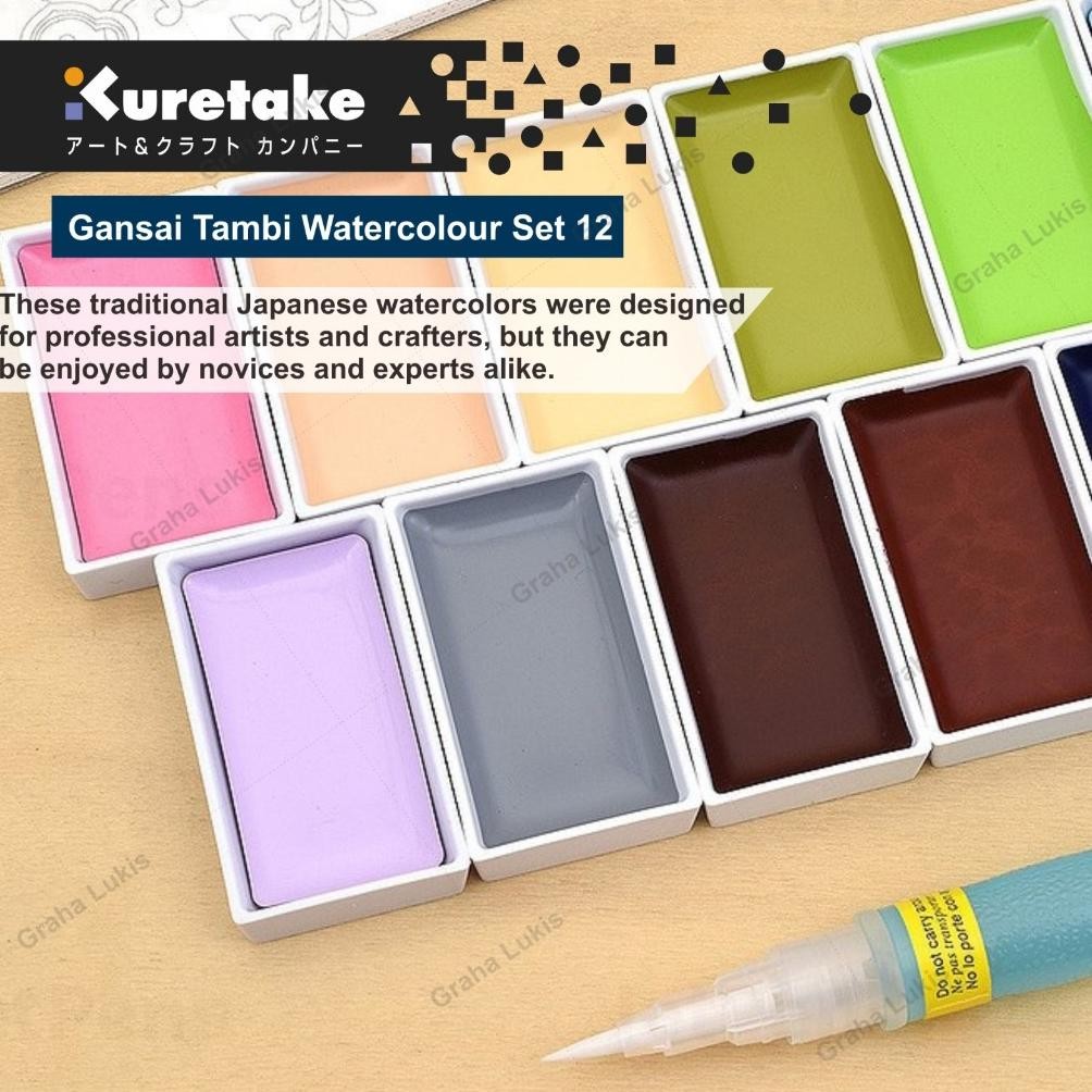 

KURETAKE ZIG GANSAI TAMBI WATERCOLOUR Set 12 BASIC / PASTEL Terlaris