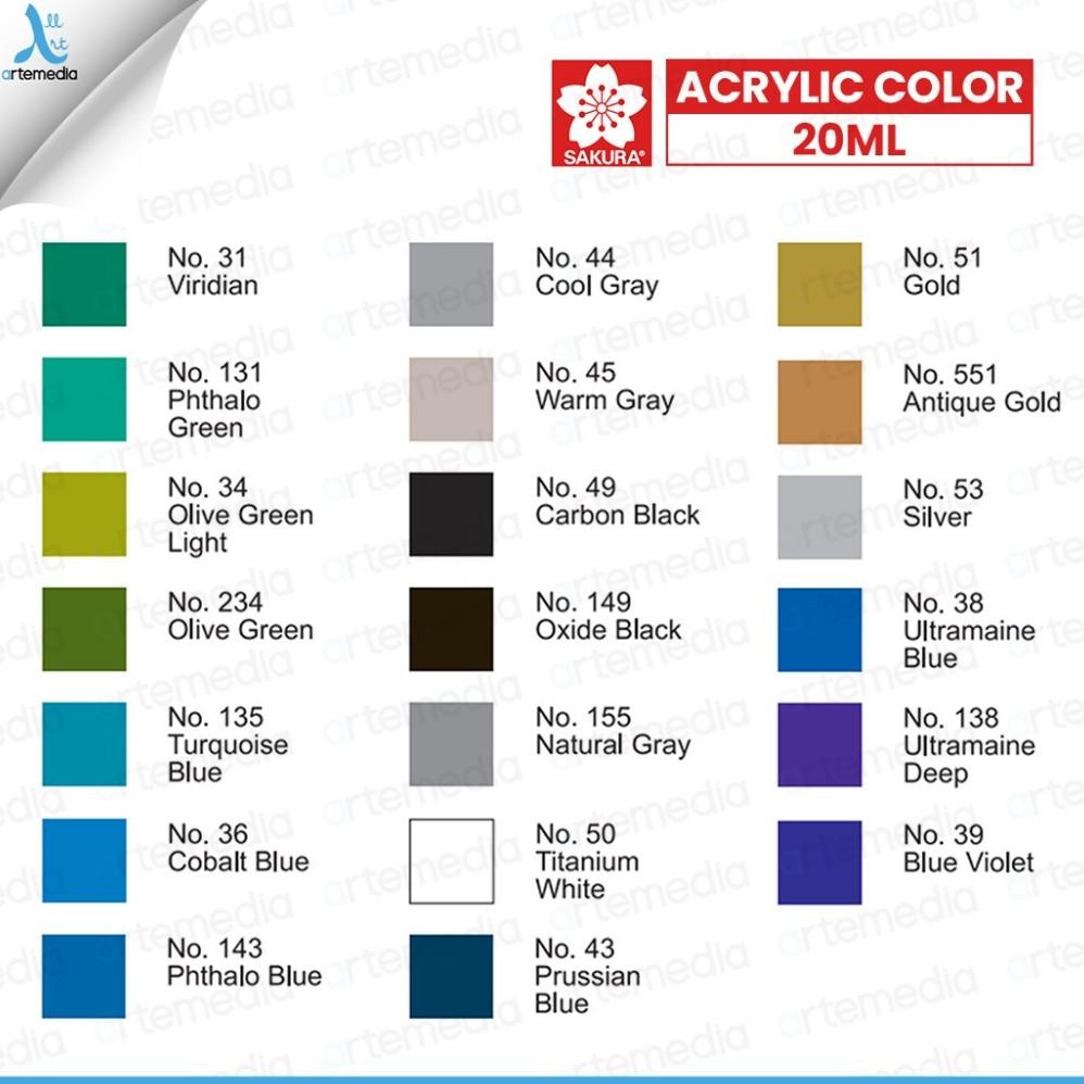 

Sakura Acrylic 20ml Acrylic Color Paint Cat Akrilik - 01/02 Terlaris