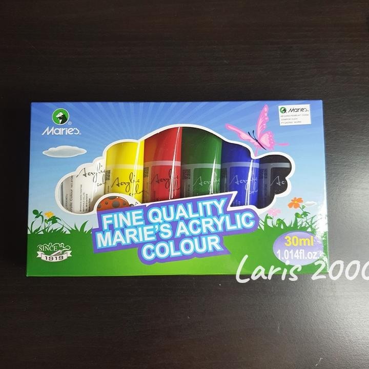 

Cat Akrilik Set 6 / Acrylic Paint Set Maries 30 ml Warna Dasar Terlaris