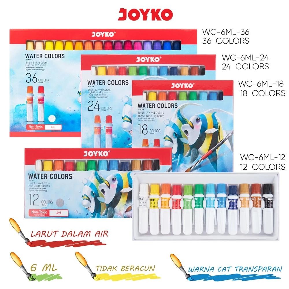 

Cat Air Joyko Water Color WAC - 6 ML 12 Warna - Set Terlaris