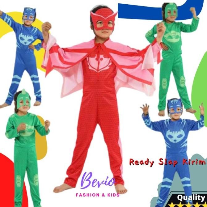 Grosir Baju Kostum Pj Masks Anak Karakter Gecko Owlette Cat Impor Laki Cewek