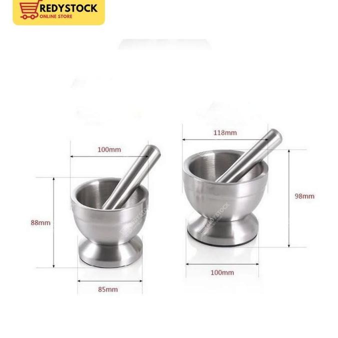 

MORTAR PESTLE TUMBUKAN BUMBU OBAT STAINLESS COBEK ULEKAN LUMPANG ks