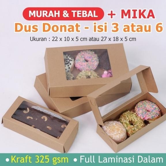 (Expert) Dus Box Donat isi 3/6 Mika Jendela -Kraft Laminasi -Box Brownies Mika