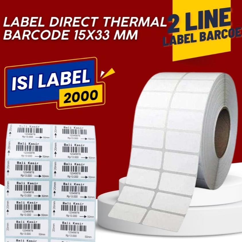 

Label Barcode Direct Thermal 2 Kolom 33x15mm [2000 PCS] RB07
