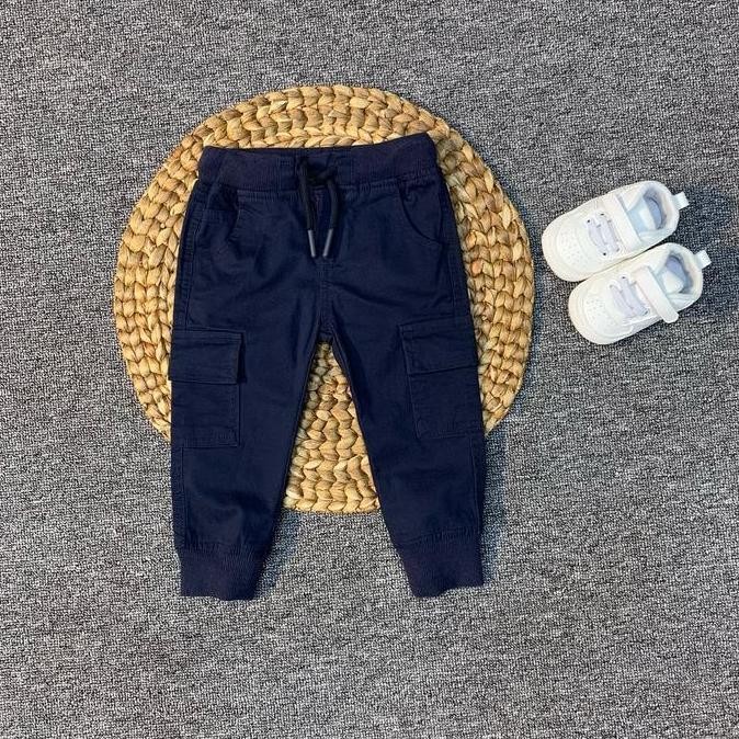 Grosir Celana Panjang Joger Cargo Anak Laki / Cewek Import Warna Coklat , Navy & Putih Umur 9 Bulan 