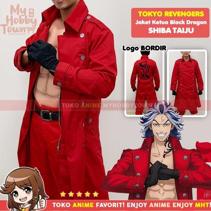 Murah Jaket Parka Jubah Black Dragon Red Merah Tokyo Revengers Taiju Shiba Cosplay