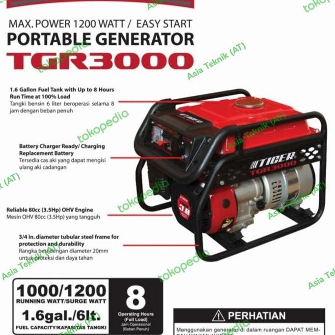 

Terlaris Genset Mini 1000 Watt Maks 1200 Watt Tiger 4 Tak Tgr3000 Terbaik
