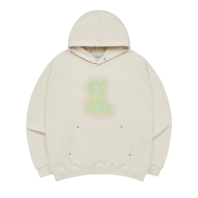 Grosir Adlv Gradation Metal Bear Hoodie Cream - Hoodie Oversize Wanita Pria Original Acme De La Vie