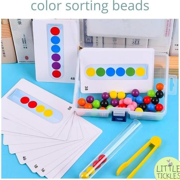Color Sorting Beads Mainan Montess Anak Brain Games