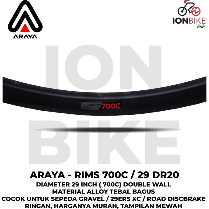 Velg Rim Rims Araya 29 Inch Dr20 32 Hole 32H H Alloy Ringan 700C 700 C Kualitas Terbaik Harga Termur