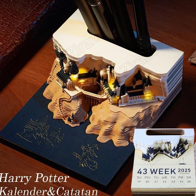 

ASLI STICKY NOTE 3D HARRY POTTER MOTIF HOGWARTS + TEMPAT PENA & KALENDER UNIK HADIAH LUCU