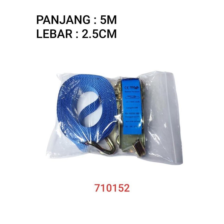 

Terlaris 710152 Ratchet Tie Down 5M Webbing Cargo Lashing Belt Trackbelt 1 Ton