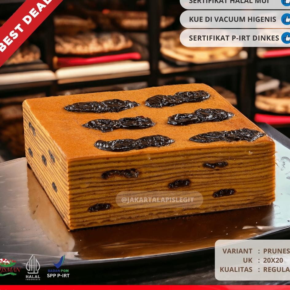 

Kualitas Regular Kue Lapis Legit 20X20 Prunes Wisman Halal Plum