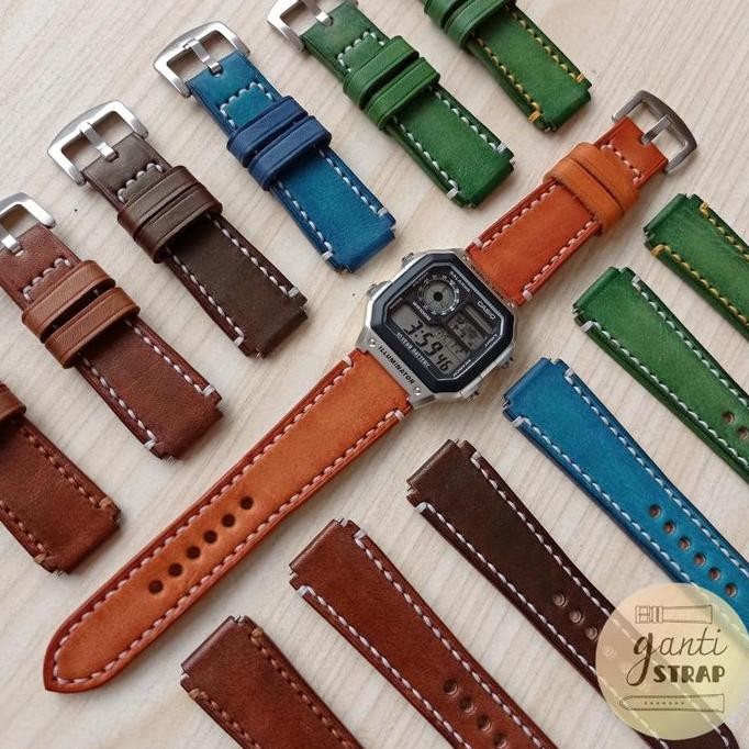 Tali Jam Tangan Kulit Casio AE-1200WH AE-1200WHD Handmade Strap Watch