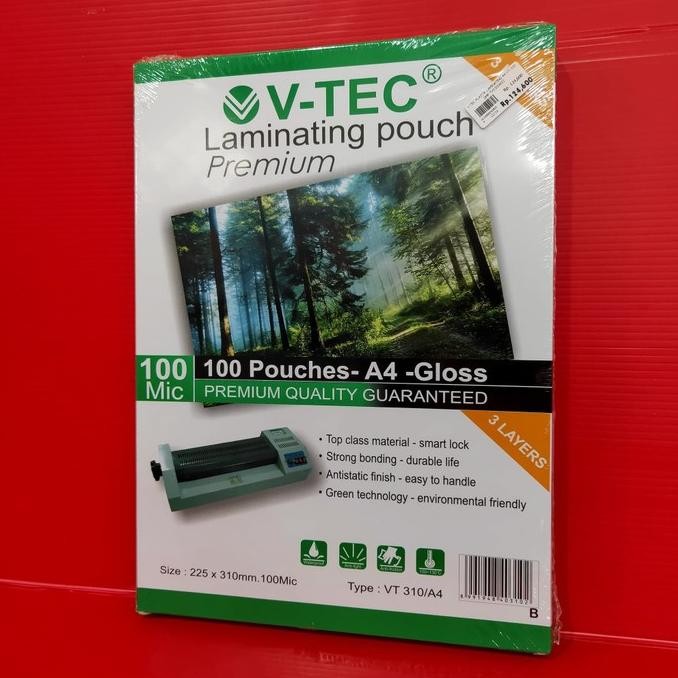 

ready !!! V-TEC PLASTIK LAMINATING VT 310 - A4 UK. 225 X 310 MM - 100 Mic