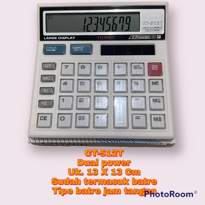 

restock Kalkulator CT-512T kalkulator 12 digit ukuran sedang Kalkulator Dagang CT 512T Putih