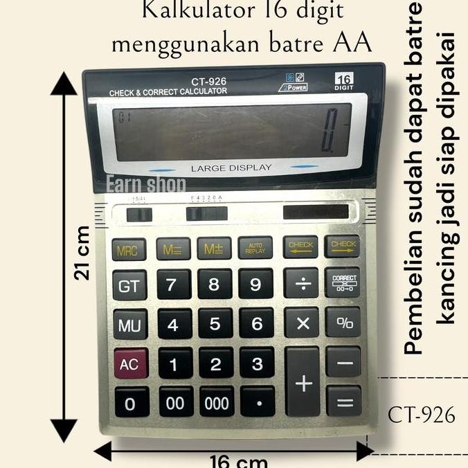 

restock Kalkulator CTZ BESAR CT 926 16 Digit - Kalkulator Dagang Warung Besar / Kalkulator MURAH GROSIR