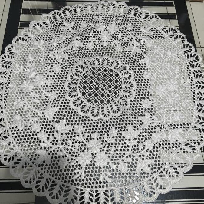 TAPLAK MEJA TAMU BULAT/BUNDAR BORDIR CLASSIC VINTAGE