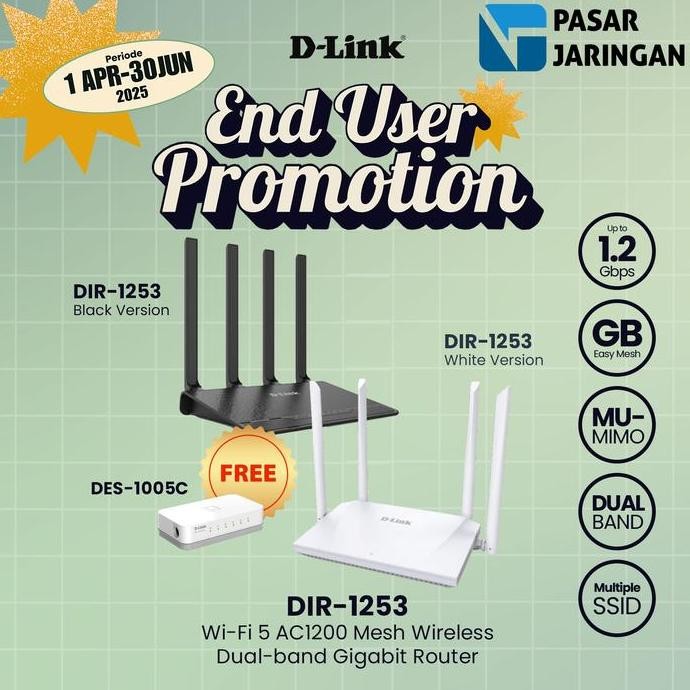 Dlink Dir-1253 Ac1200 Mu-Mimo Mesh Wireless Gigabit Router