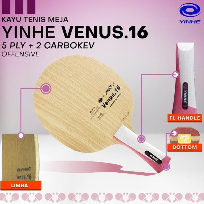 Terlaris Kayu Bat Tenis Meja Pingpong Yinhe V16 Fl Carbon Kevlar