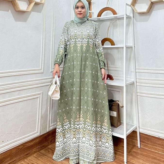 Gamis silk premium Ukuran M - 6L /Gamis Pesta Motif /Gamis Lembut Simple Muslim Harian Muda Ibu Wani