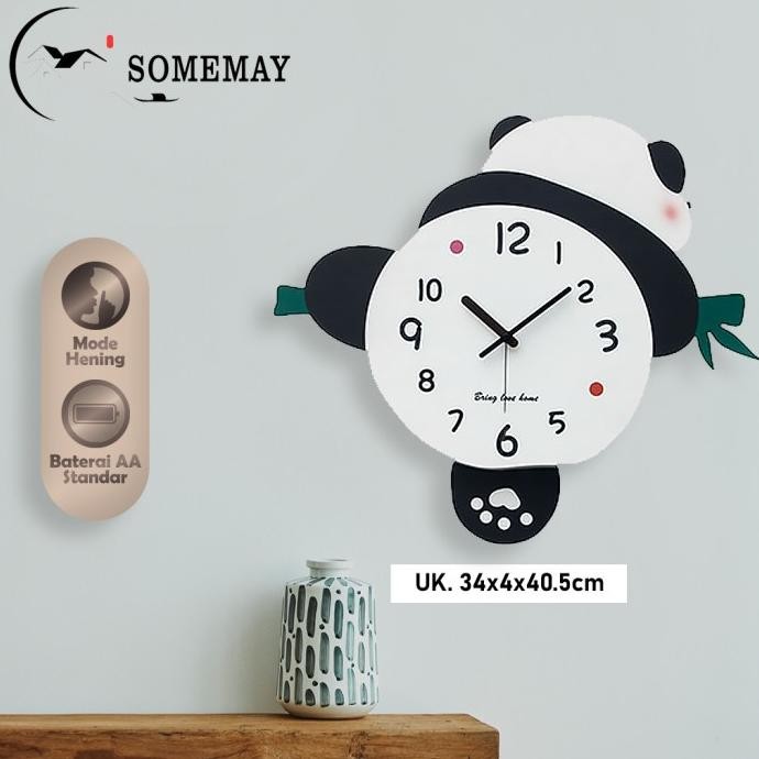 SOMEMAY Jam panda bisa goyang MD45/ Jam dinding /Jam dinding aesthetic / Jam dinding tempel