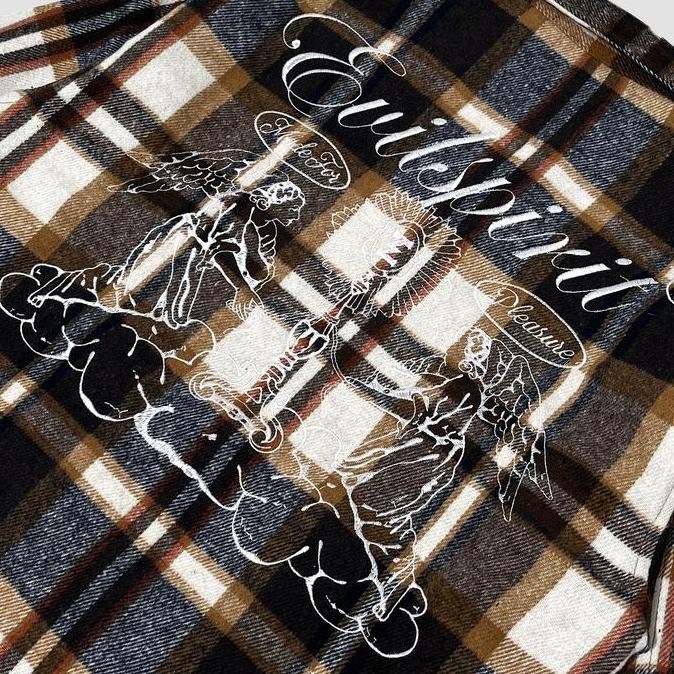 Promo Evilspirit Jacket Flanel - Clony Brown Unisex Jaket Bordir High Lembut Nyaman Pria Zipper Wani