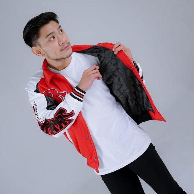 Grosir Jaket Varsity Baseball Pria Premium Bgsr Vintage Korea Retro Merah Diamond Bordir Towel Distr