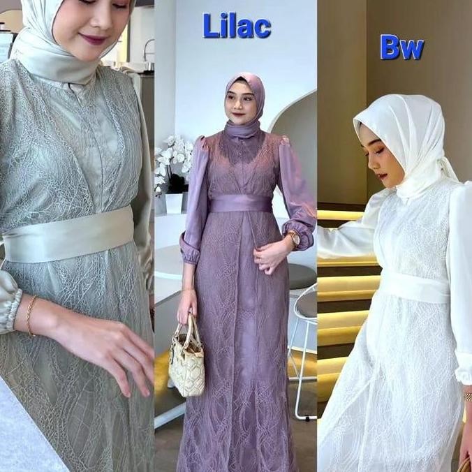 Gamis Yeva Dress Brukat Busui Friendly/ Gamis Elegan Kondangan Pesta Mewah Premium Terkini Gaun Rema