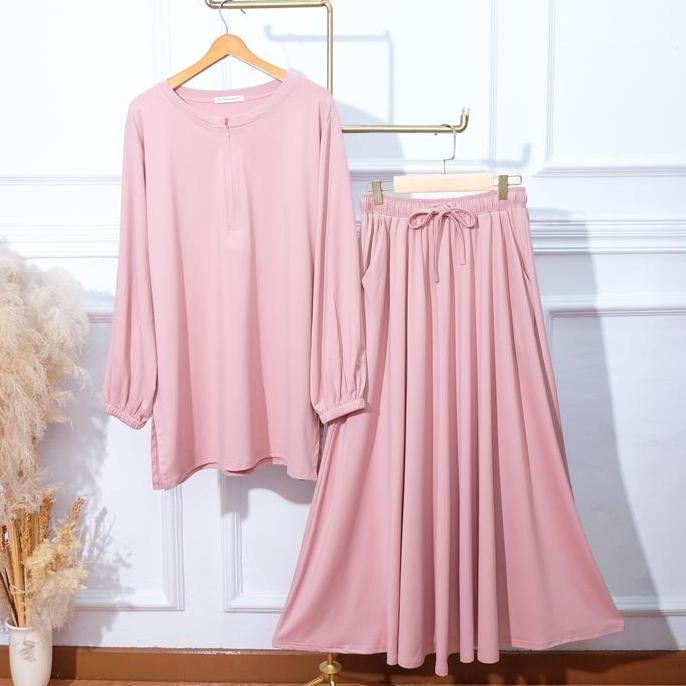 JV Hasanah Setelan Rayon Baju Kurung Busui Rok dan Kulot - Nadia Set Kurung Rok dan Kulot Jumbo