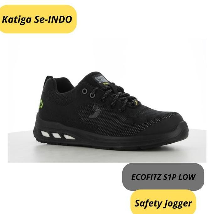 

Terlaris Safety Jogger Safety Shoes Ecofitz S1P Low - Black, Grey