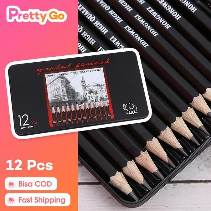 

ready 12 Pcs Pensil gambar sketsa set lengkap 2H H F B HB 2B 3B 4B 5B 6B 7B 8B Charcoal Pencils Set Kertas Kerajinan pensil warna Stationery