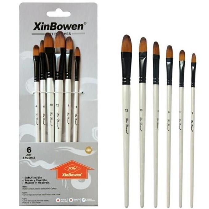 

ready Kuas Lukis Cat Air Akrilik Set 6 pcs Oil Paint Brush